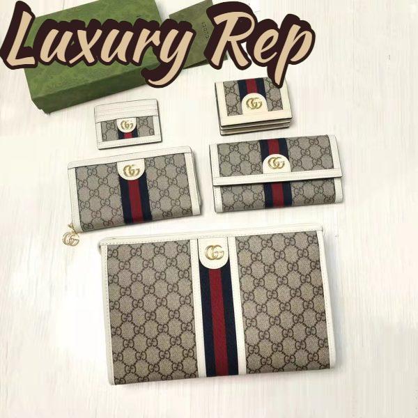 Replica Gucci Unisex Ophidia Card Case Beige Ebony GG Supreme Canvas Double G 9