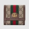 Replica Gucci Unisex Ophidia Card Case Wallet Web Beige Ebony GG Supreme Canvas 13
