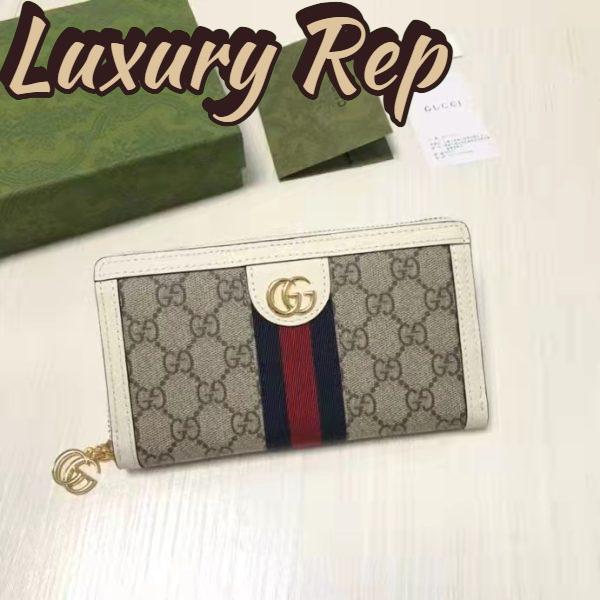 Replica Gucci Unisex Ophidia Card Case Wallet Web Beige Ebony GG Supreme Canvas 3
