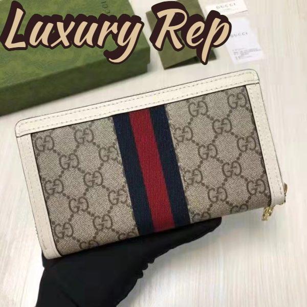 Replica Gucci Unisex Ophidia Card Case Wallet Web Beige Ebony GG Supreme Canvas 4