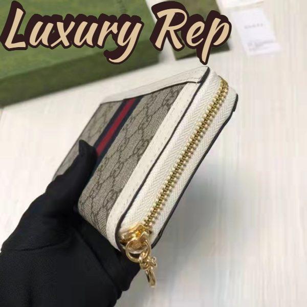 Replica Gucci Unisex Ophidia Card Case Wallet Web Beige Ebony GG Supreme Canvas 8