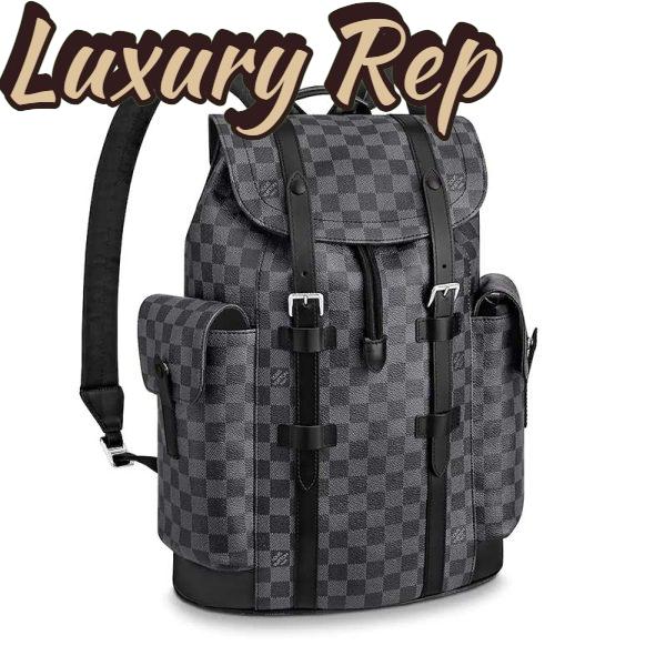 Replica Louis Vuitton LV Unisex Christopher PM Backpack in Damier Graphite Canvas-Grey