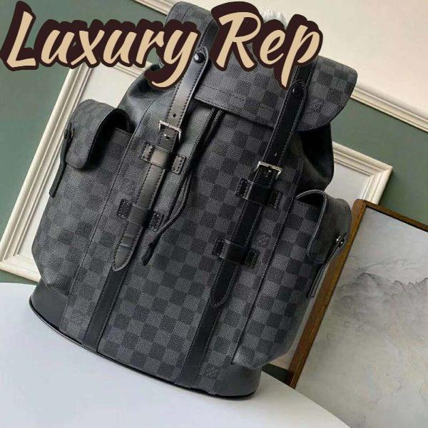 Replica Louis Vuitton LV Unisex Christopher PM Backpack in Damier Graphite Canvas-Grey 3