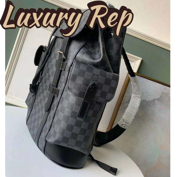 Replica Louis Vuitton LV Unisex Christopher PM Backpack in Damier Graphite Canvas-Grey 4