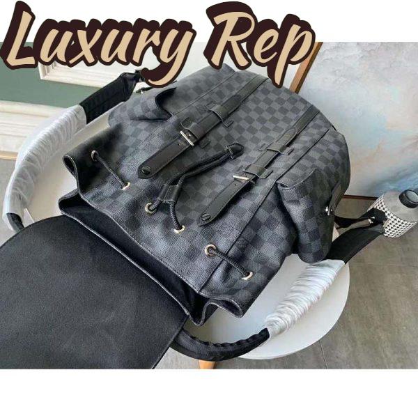 Replica Louis Vuitton LV Unisex Christopher PM Backpack in Damier Graphite Canvas-Grey 6