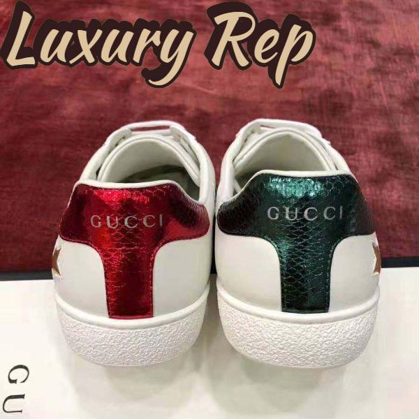 Replica Gucci Women’s Ace Embroidered Sneaker in White Leather with Inlaid Multicolor Stars 7
