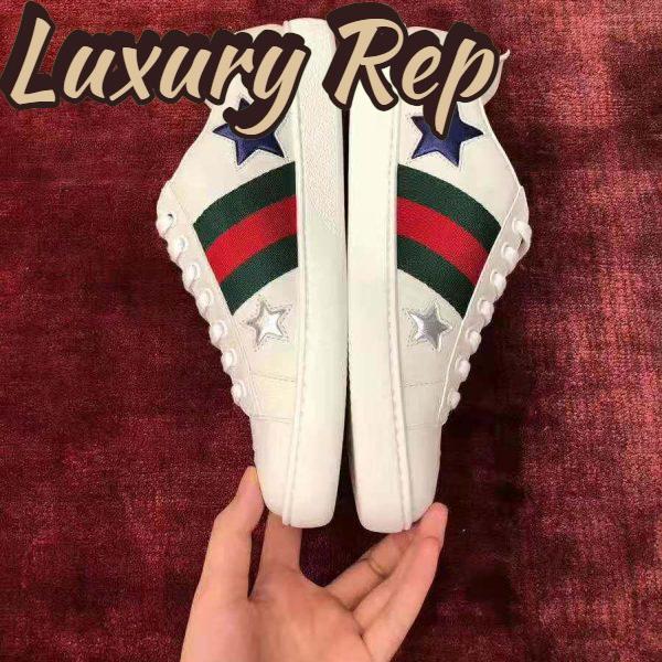 Replica Gucci Women’s Ace Embroidered Sneaker in White Leather with Inlaid Multicolor Stars 8