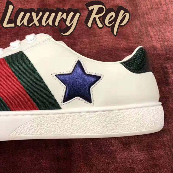 Replica Gucci Women’s Ace Embroidered Sneaker in White Leather with Inlaid Multicolor Stars 10
