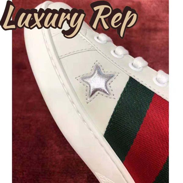 Replica Gucci Women’s Ace Embroidered Sneaker in White Leather with Inlaid Multicolor Stars 11