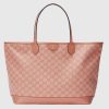 Replica Gucci Unisex Ophidia GG Large Tote Bag Beige Ebony GG Supreme Canvas Brown Leather 13