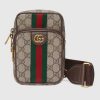 Replica Gucci Unisex Ophidia GG Mini Bag Beige Ebony GG Supreme Canvas Double G