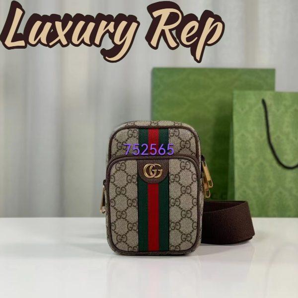 Replica Gucci Unisex Ophidia GG Mini Bag Beige Ebony GG Supreme Canvas Double G 4