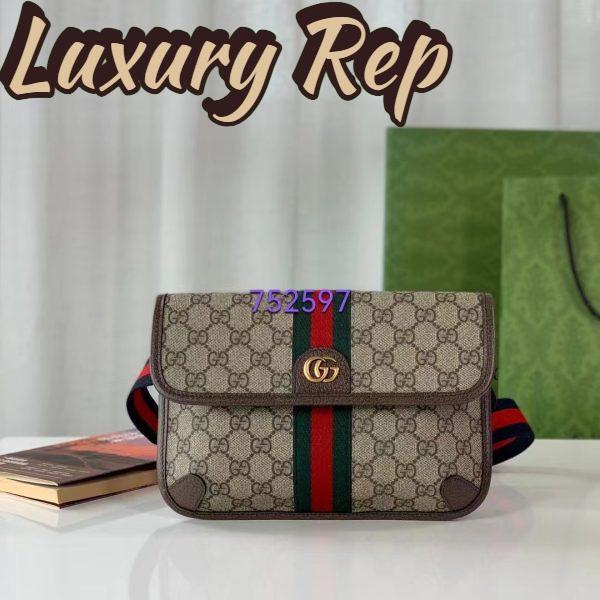 Replica Gucci Unisex Ophidia GG Small Belt Bag Beige Ebony GG Supreme Canvas Double G 3