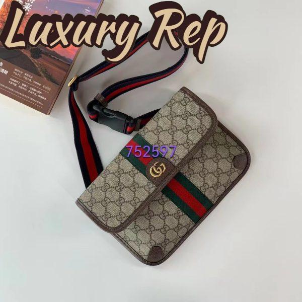 Replica Gucci Unisex Ophidia GG Small Belt Bag Beige Ebony GG Supreme Canvas Double G 4