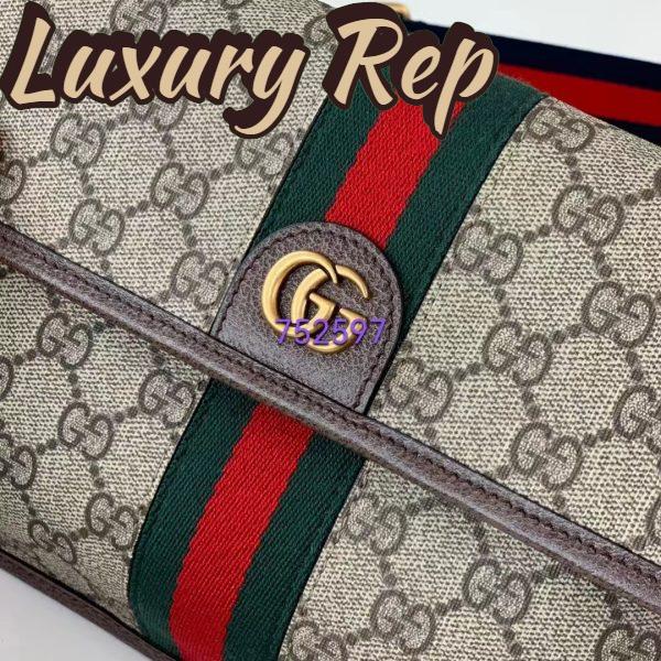 Replica Gucci Unisex Ophidia GG Small Belt Bag Beige Ebony GG Supreme Canvas Double G 9