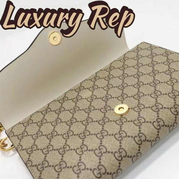 Replica Gucci Women Horsebit 1955 Small Bag Beige Ebony GG Supreme Canvas White Leather 8