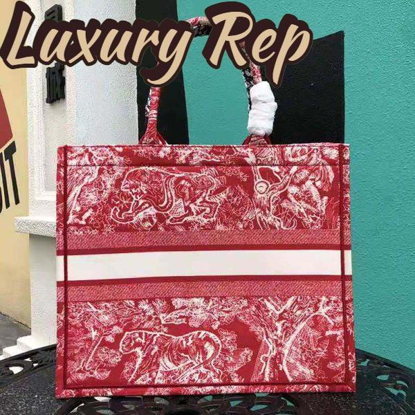 Replica Dior Women Small Dior Book Tote Raspberry Toile de Jouy Reverse Embroidery 4