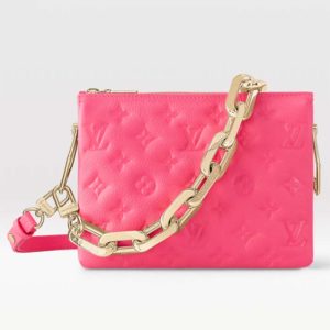 Replica Louis Vuitton LV Women Coussin BB Handbag Fluo Pink Grained Calfskin Leather 2