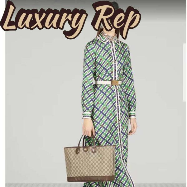 Replica Gucci Unisex Ophidia Medium Tote Bag Beige Ebony GG Supreme Canvas 12