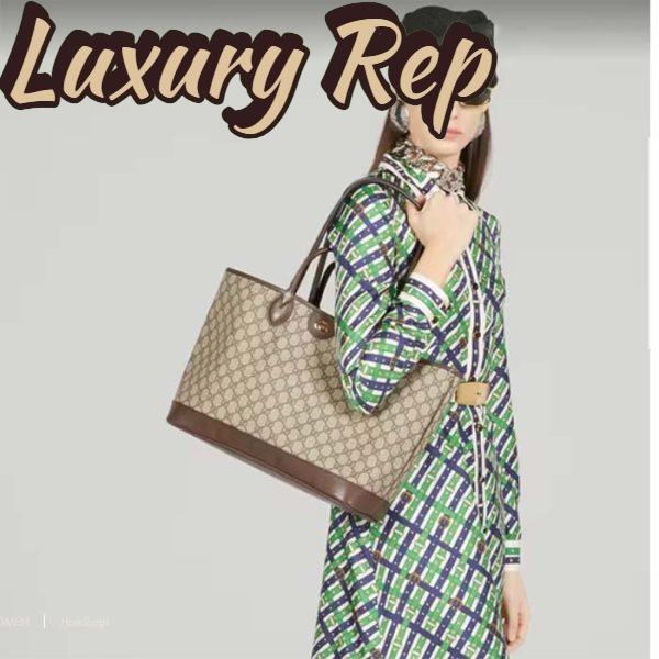 Replica Gucci Unisex Ophidia Medium Tote Bag Beige Ebony GG Supreme Canvas 13