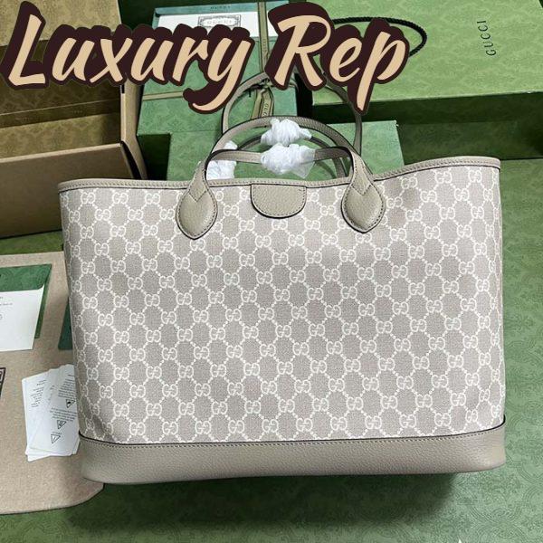 Replica Gucci Unisex Ophidia Medium Tote Bag Beige White GG Supreme Canvas 3