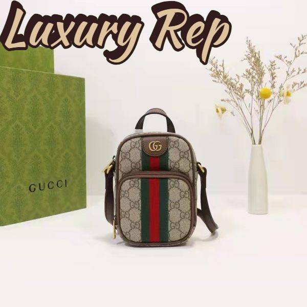 Replica Gucci Unisex Ophidia Mini Bag Beige Ebony GG Supreme Canvas Double G 3
