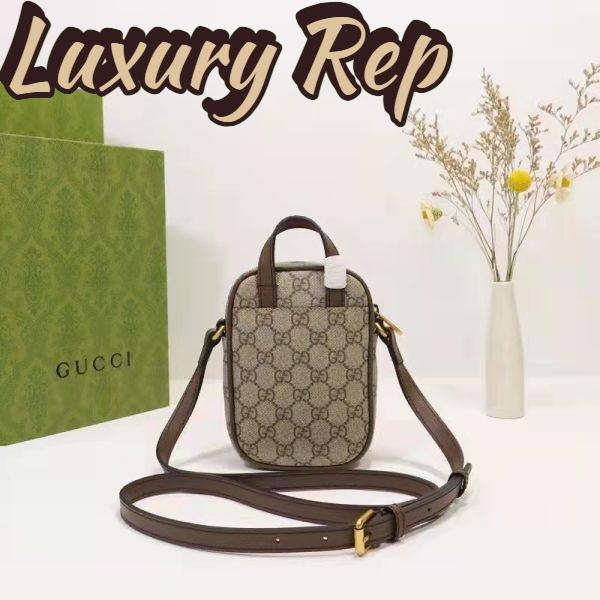Replica Gucci Unisex Ophidia Mini Bag Beige Ebony GG Supreme Canvas Double G 4