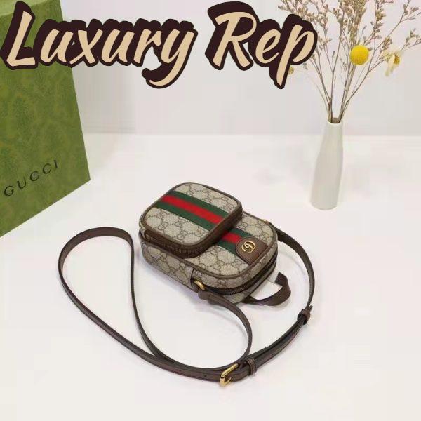 Replica Gucci Unisex Ophidia Mini Bag Beige Ebony GG Supreme Canvas Double G 5