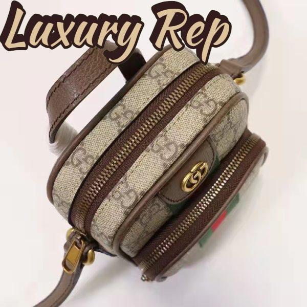 Replica Gucci Unisex Ophidia Mini Bag Beige Ebony GG Supreme Canvas Double G 8