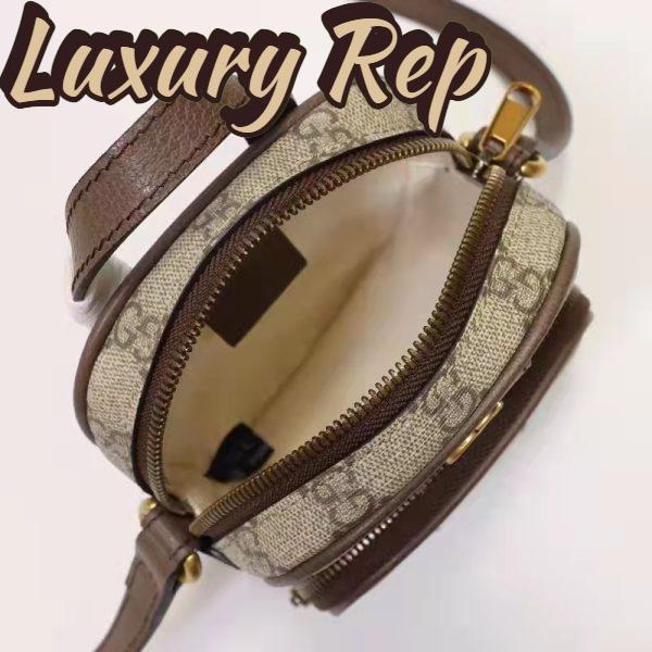 Replica Gucci Unisex Ophidia Mini Bag Beige Ebony GG Supreme Canvas Double G 9