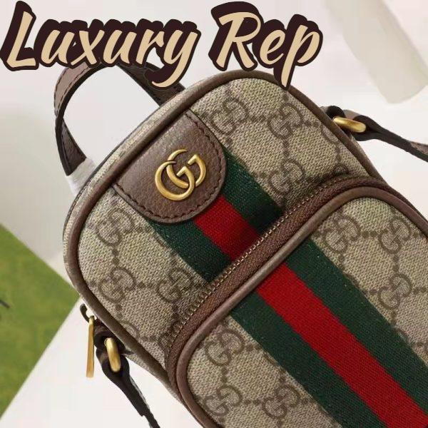 Replica Gucci Unisex Ophidia Mini Bag Beige Ebony GG Supreme Canvas Double G 10