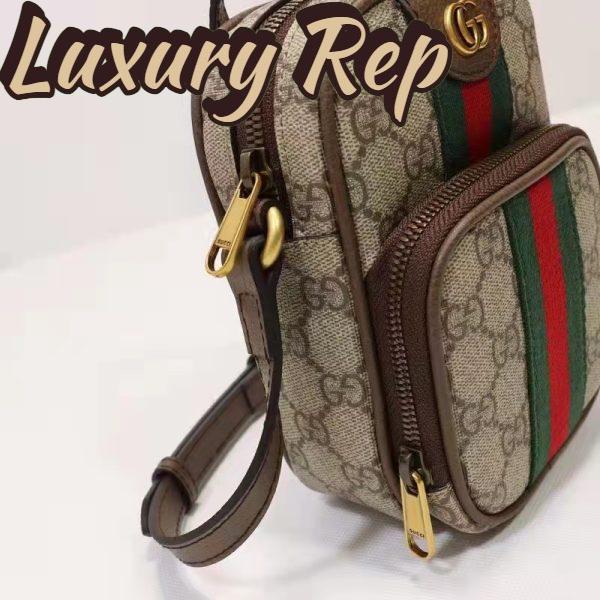 Replica Gucci Unisex Ophidia Mini Bag Beige Ebony GG Supreme Canvas Double G 11