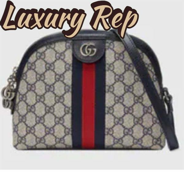 Replica Gucci Unisex Ophidia Small GG Shoulder Bag Beige Blue GG Supreme Canvas 2