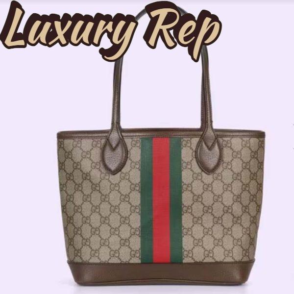 Replica Gucci Unisex Ophidia Small Tote Bag Beige Ebony GG Supreme Canvas