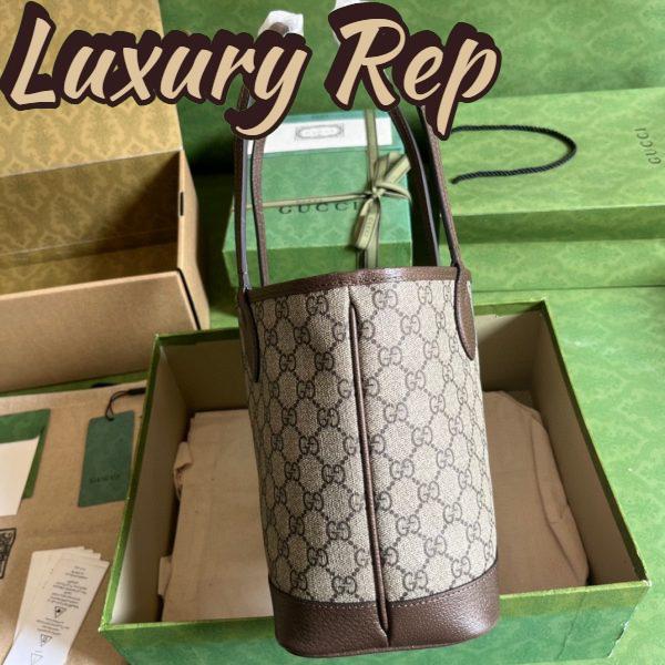 Replica Gucci Unisex Ophidia Small Tote Bag Beige Ebony GG Supreme Canvas 6