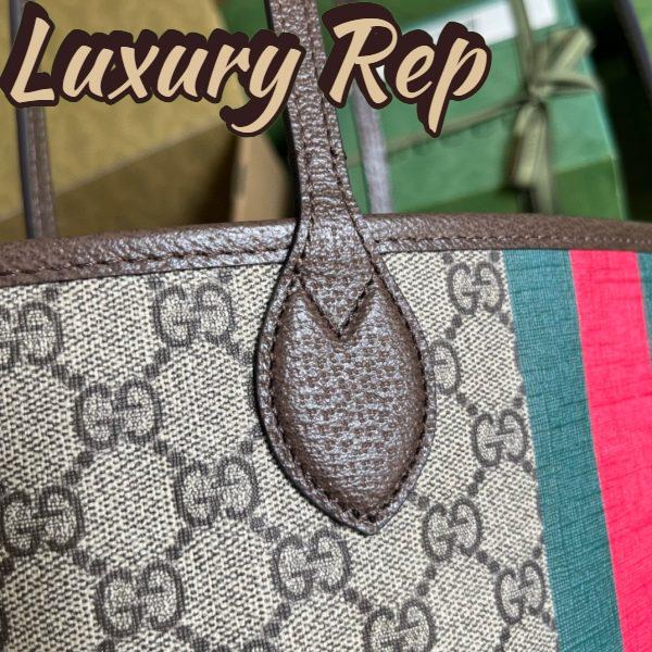 Replica Gucci Unisex Ophidia Small Tote Bag Beige Ebony GG Supreme Canvas 9