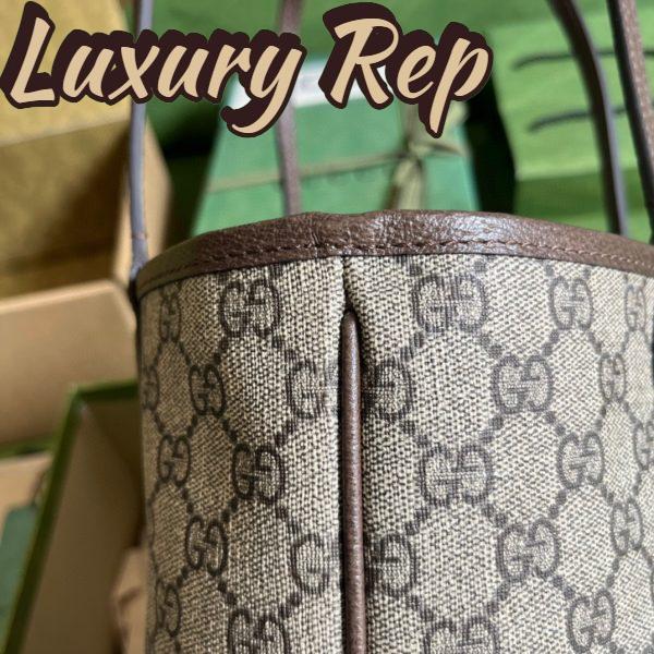 Replica Gucci Unisex Ophidia Small Tote Bag Beige Ebony GG Supreme Canvas 10