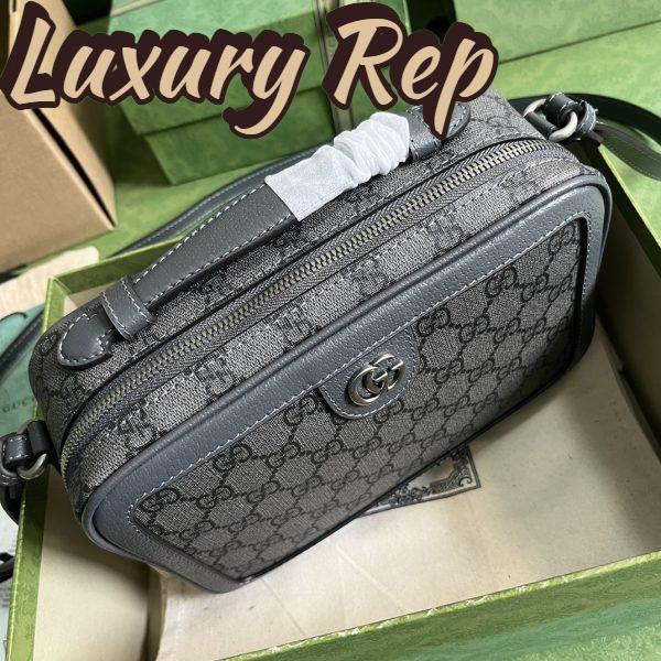 Replica Gucci Unisex Ophidia Small Shoulder Bag Grey Black GG Supreme Canvas 5