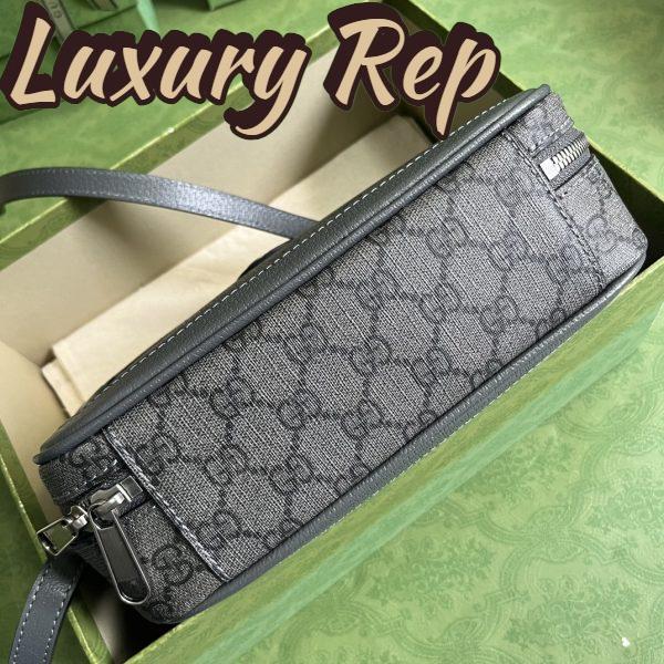 Replica Gucci Unisex Ophidia Small Shoulder Bag Grey Black GG Supreme Canvas 6