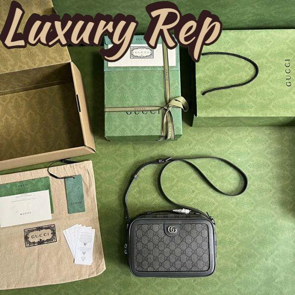 Replica Gucci Unisex Ophidia Small Shoulder Bag Grey Black GG Supreme Canvas 8