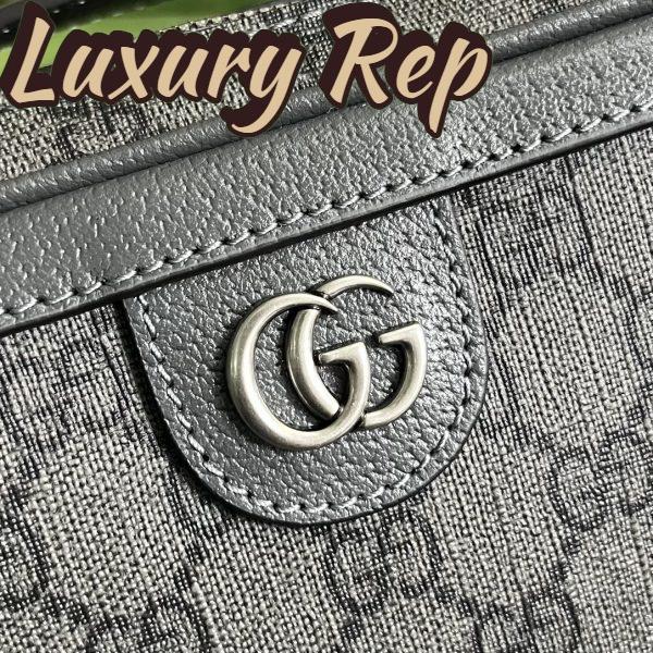 Replica Gucci Unisex Ophidia Small Shoulder Bag Grey Black GG Supreme Canvas 9