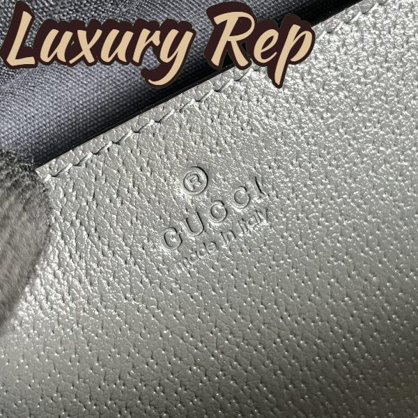 Replica Gucci Unisex Ophidia Small Shoulder Bag Grey Black GG Supreme Canvas 11