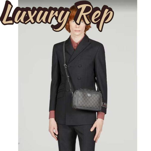 Replica Gucci Unisex Ophidia Small Shoulder Bag Grey Black GG Supreme Canvas 13