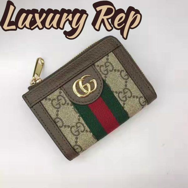 Replica Gucci Unisex Ophidia Zip Around Wallet Beige Ebony GG Supreme Canvas 3