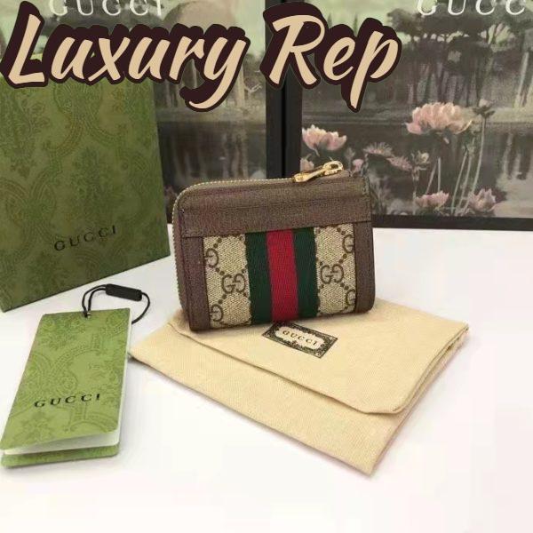 Replica Gucci Unisex Ophidia Zip Around Wallet Beige Ebony GG Supreme Canvas 5
