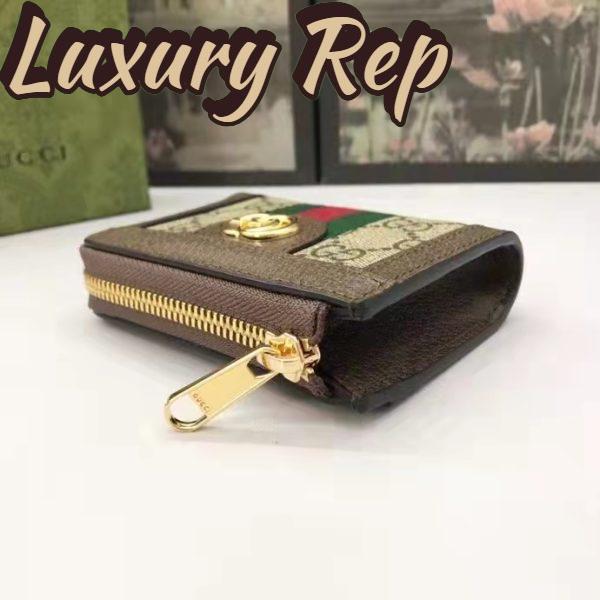 Replica Gucci Unisex Ophidia Zip Around Wallet Beige Ebony GG Supreme Canvas 9