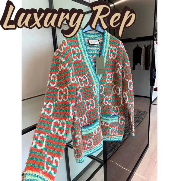 Replica Gucci Men Maxi GG Cotton Cardigan Red Green Long Sleeves V-Neck 5