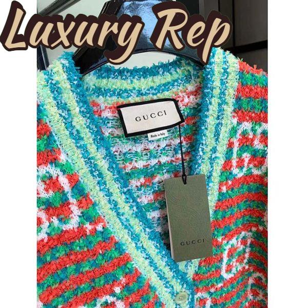 Replica Gucci Men Maxi GG Cotton Cardigan Red Green Long Sleeves V-Neck 7