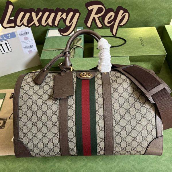 Replica Gucci Unisex Savoy Large Duffle Bag Beige Ebony GG Supreme Canvas Double G 3