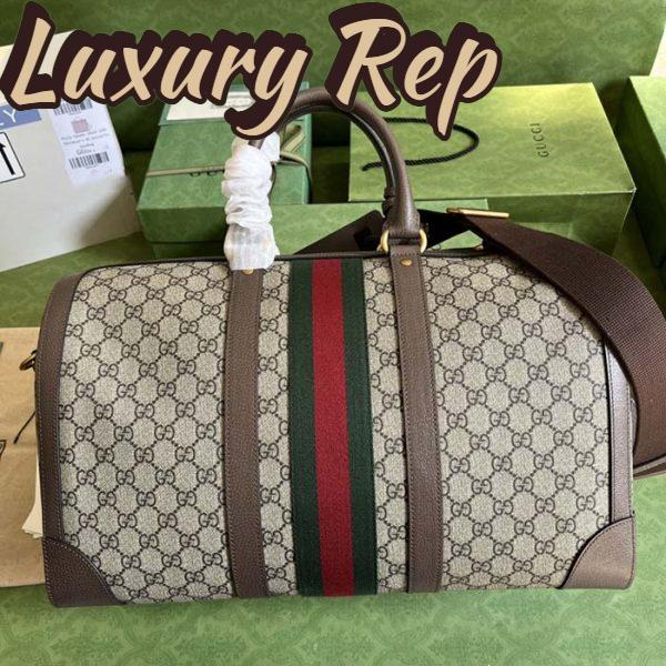 Replica Gucci Unisex Savoy Large Duffle Bag Beige Ebony GG Supreme Canvas Double G 4